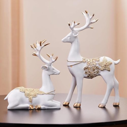 Amazon Basics Golden & White Reindeer - Decorative Showpieces Online