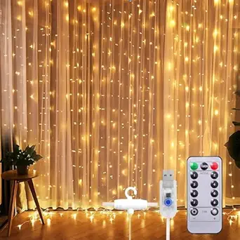 300 LED Warm White Fairy Lights Curtain