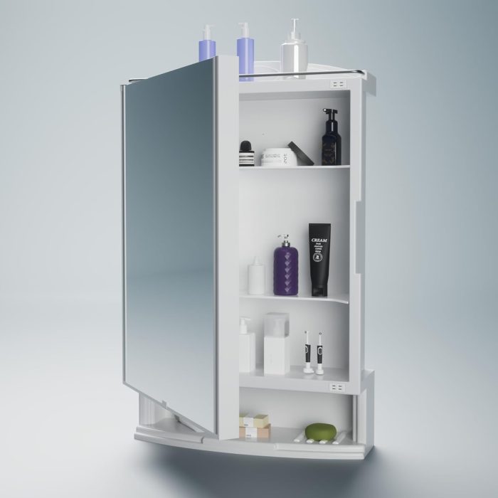 Happer White Wall Mounted Storage Cabinet - Bathroom Mirrors with Lights